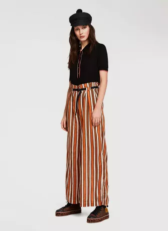 Clovia Crepe Sassy Stripes Flared Pyjama